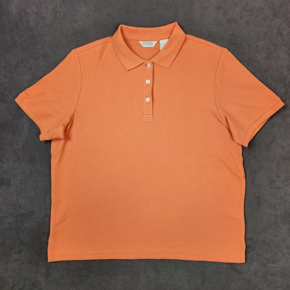 PING Collection Golf Polo Shirt Womens‎ Large Orange Short Sleeve Cotton Blend